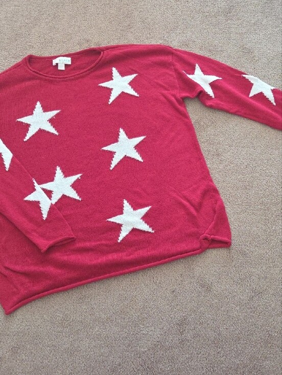 Belle by Kim Gravel Sweaters - Stars Red Knit Sweater